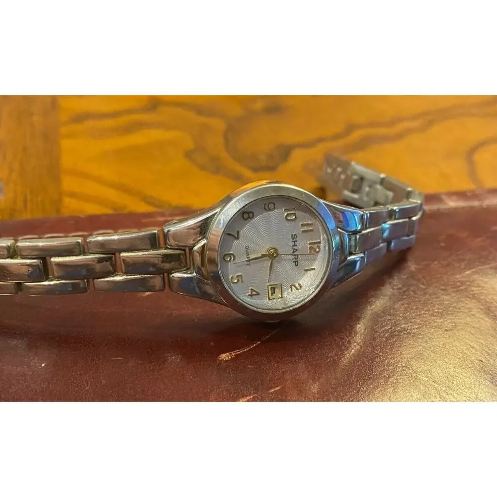 Women's 24mm Silver Tone Sharp Watch, Date, Bracelet Band, SHP2059